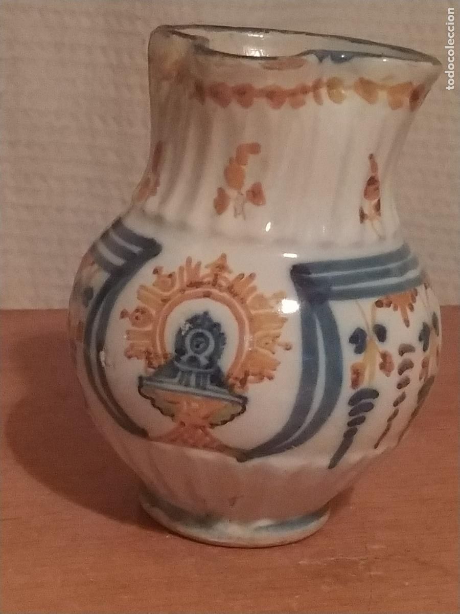 Antig&uuml;edades: Jarra cer&aacute;mica Talavera (Toledo) Virgen del Prado S. XIX