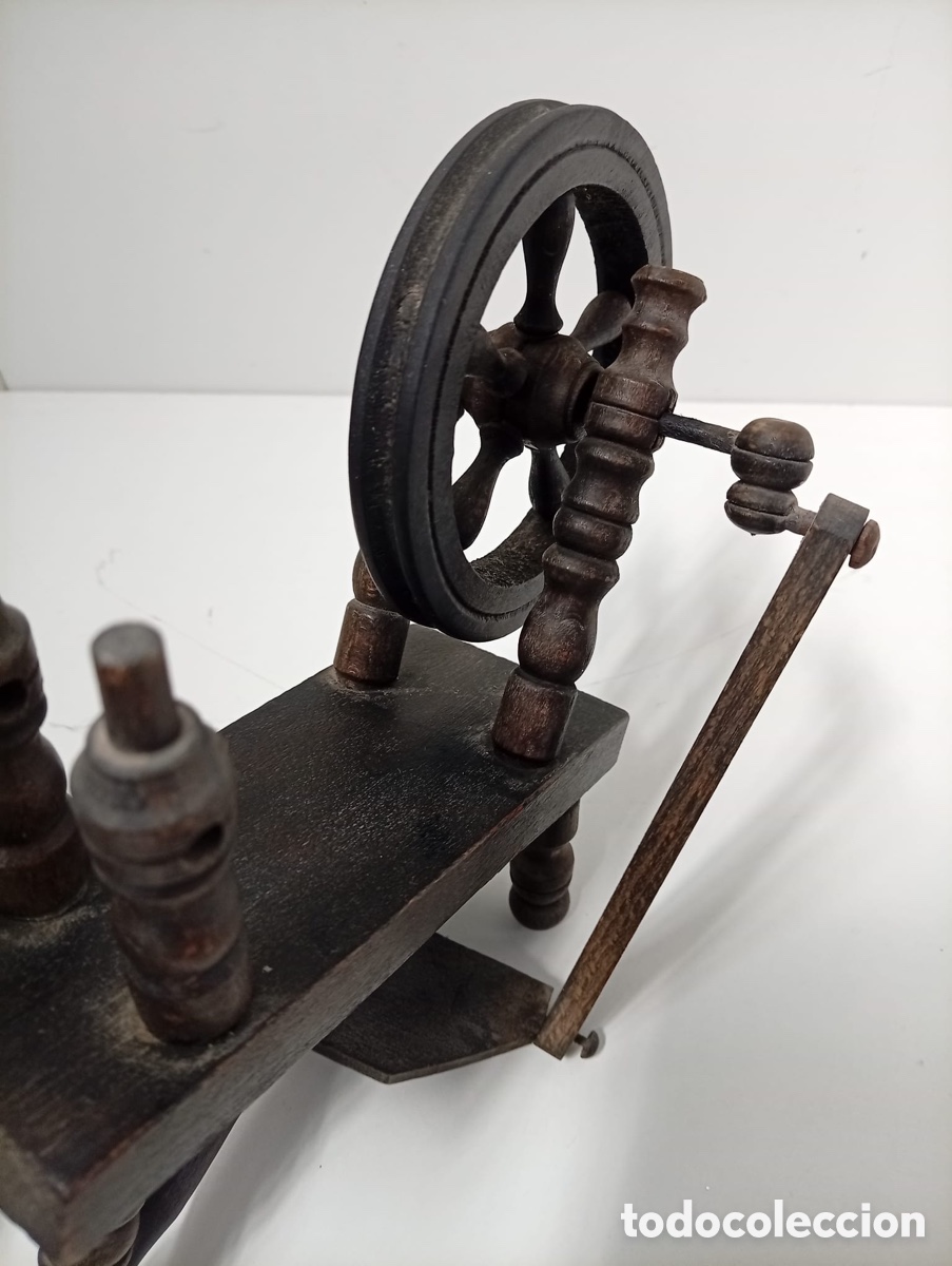 Antig&uuml;edades: . RUEDA DE MADERA DE HILAR ANTIGUA - Foto 3