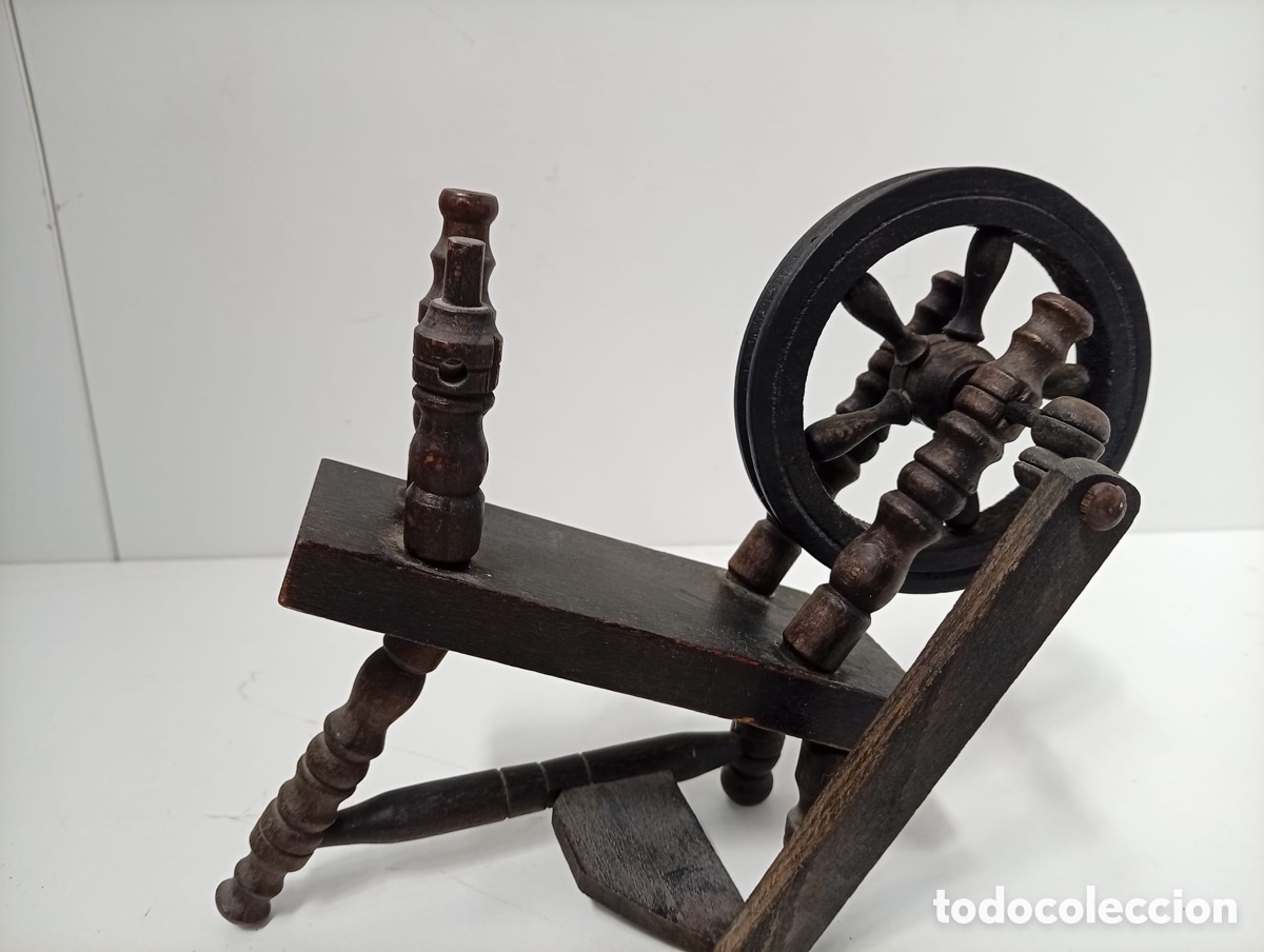Antig&uuml;edades: . RUEDA DE MADERA DE HILAR ANTIGUA - Foto 4