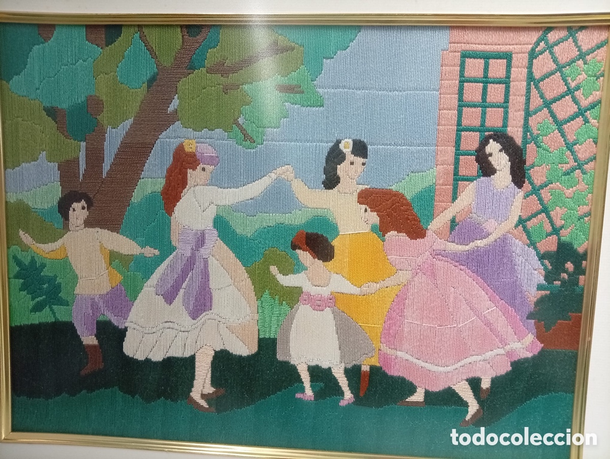 Antig&uuml;edades: . CUADROS TAPIZ BORDADO A MANO. - Foto 2