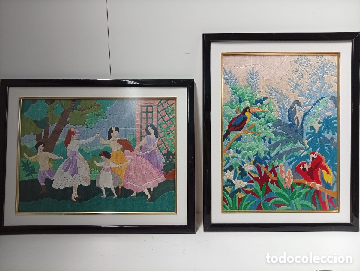 Antig&uuml;edades: . CUADROS TAPIZ BORDADO A MANO.