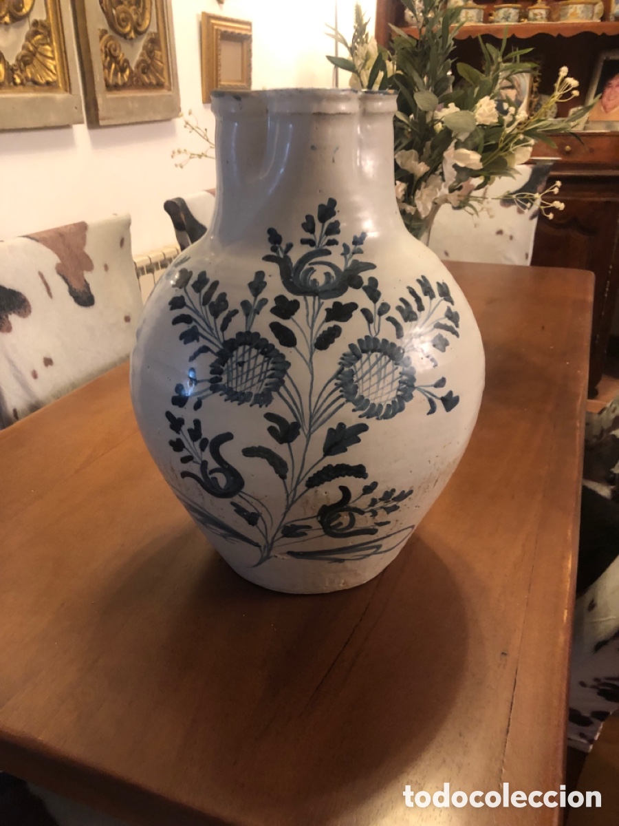 Antig&uuml;edades: Magnifica jarra de bola de Talavera S XVIII de gran tama&ntilde;o