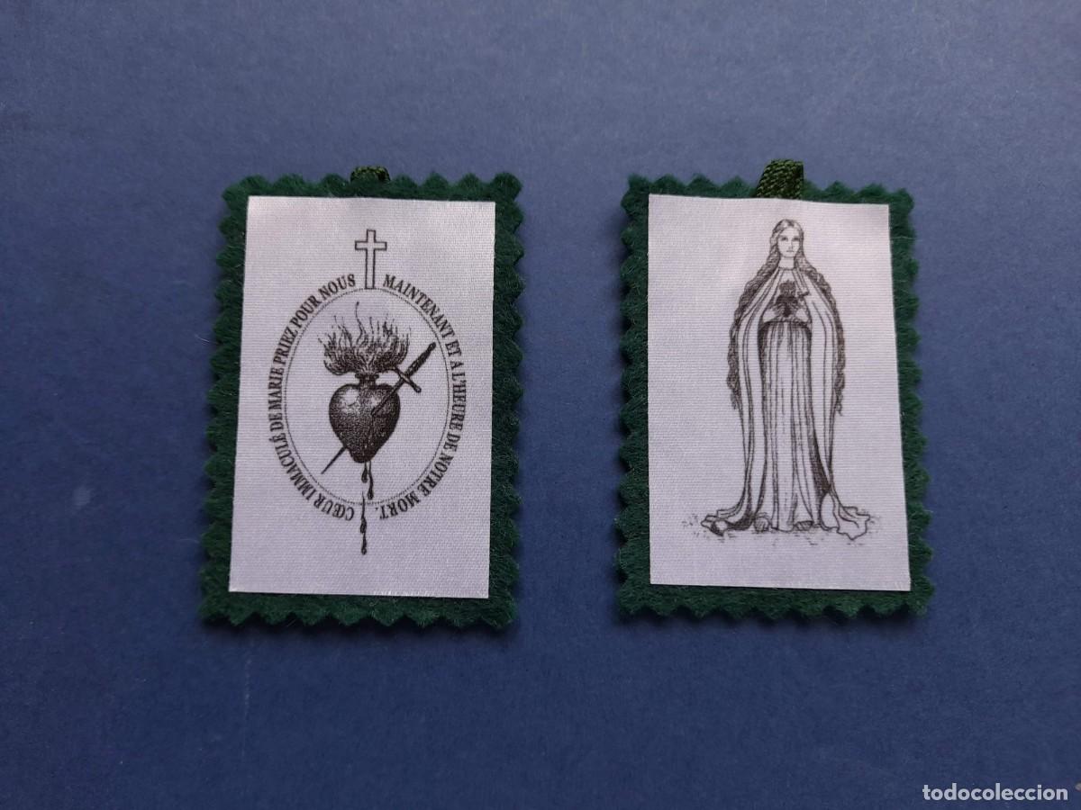 Antig&uuml;edades: Escapulario verde. Escapulario Inmaculado Coraz&oacute;n de Mar&iacute;a