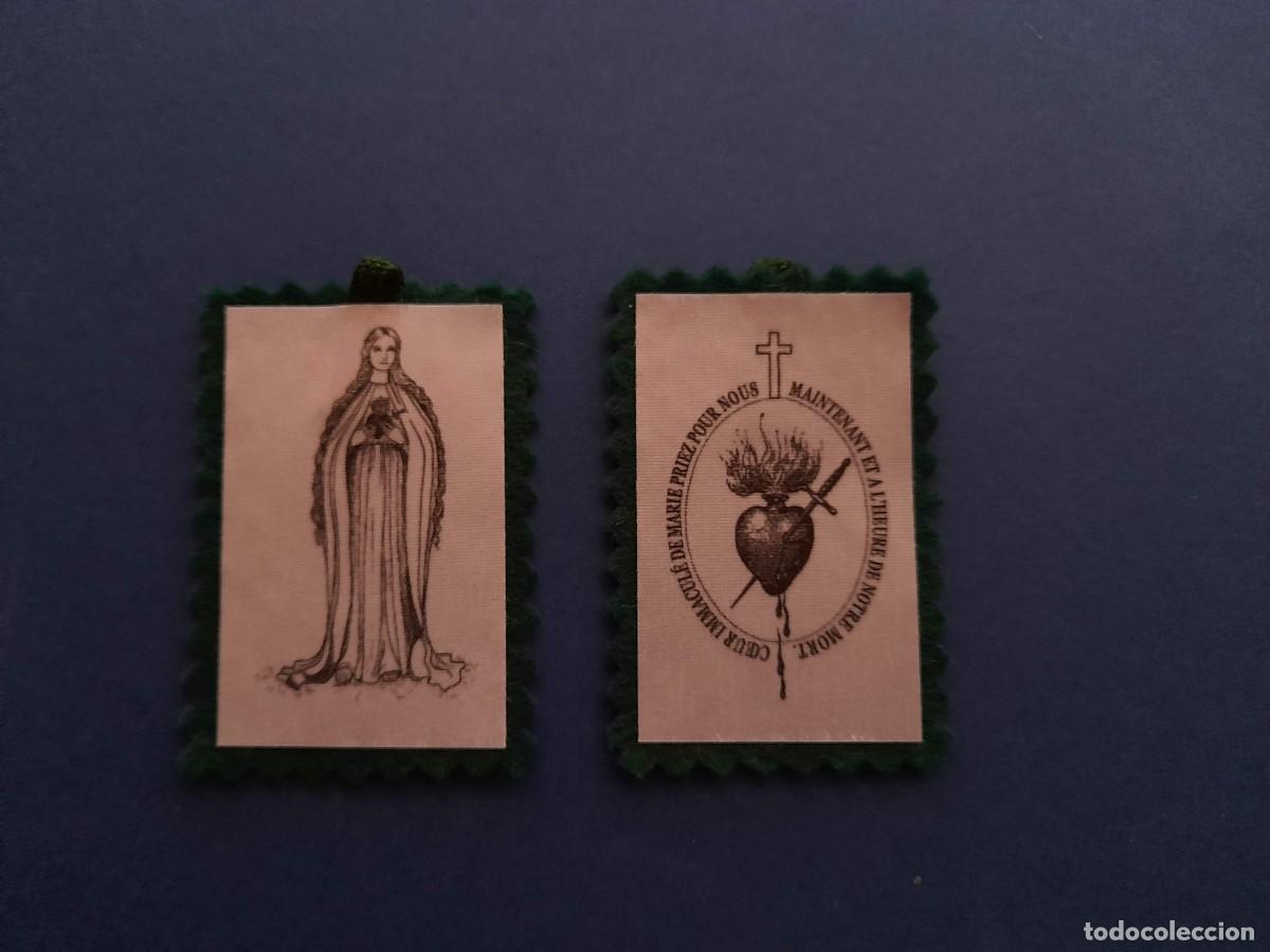 Antig&uuml;edades: Escapulario verde. Escapulario Inmaculado Coraz&oacute;n de Mar&iacute;a