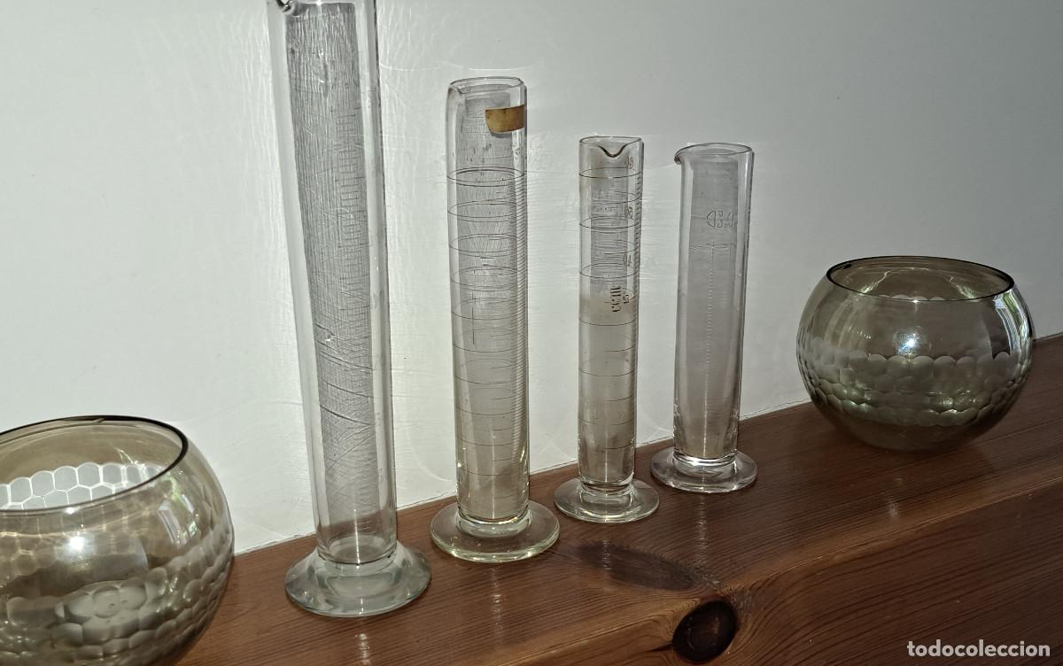Antig&uuml;edades: LOTE DE 4 MEDIDORES DE CRISTAL DE FARMACIA Y DROGUERIA - ANTIGUOS - BUEN ESTADO