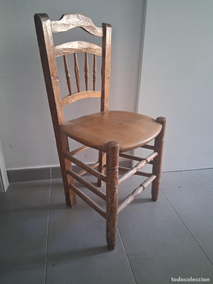Antig&uuml;edades: silla r&uacute;stica tradicional de madera castellana - Foto 3