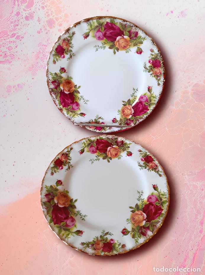 Antig&uuml;edades: Par de platos para dulces Royal Albert Old Country Roses