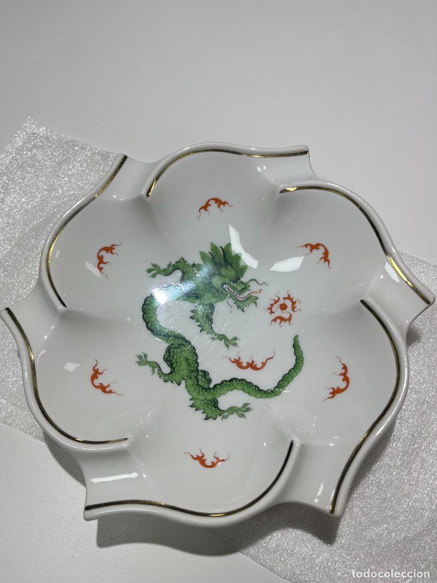 Antig&uuml;edades: Cenicero Verde Drag&oacute;n MEISSEN