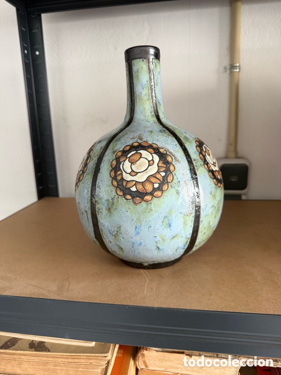 Antiguidades: Precioso florero porcelana vidriada, art d&eacute;co BOCH LA LOUVIERE GRES KERAMIS