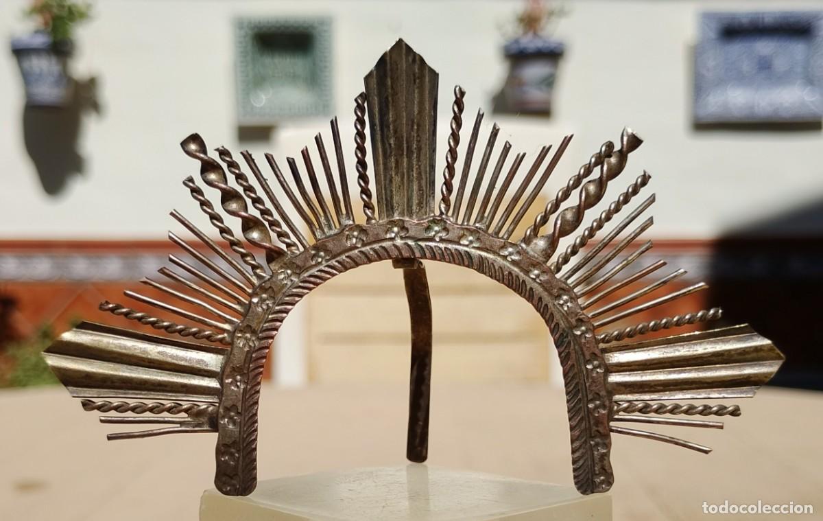 Antig&uuml;edades: Rafaga Diadema Plateada para Virgen de Orfebrer&iacute;a Religiosa