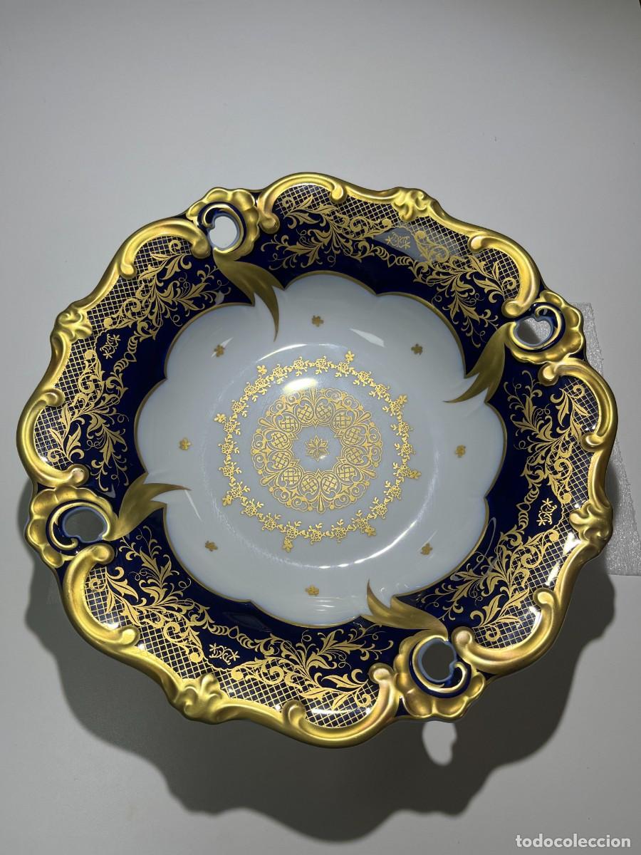 Antig&uuml;edades: Plato Azul Cobalto Oro Echt Weimar Kobalt