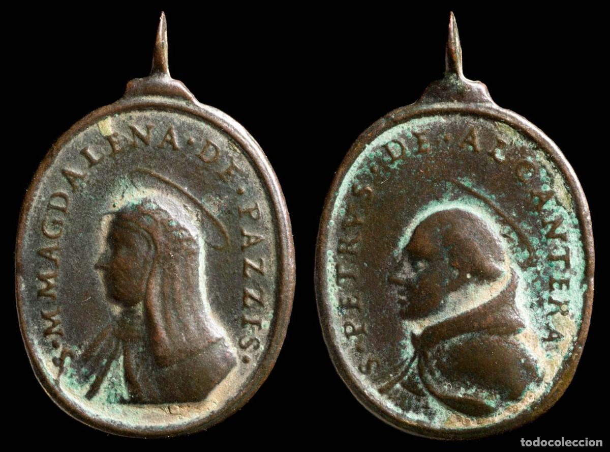 Antig&uuml;edades: Religious medal XVI-XVII centuries, S. Magdalena / S. Pedro Alcantara-33x22 mm.