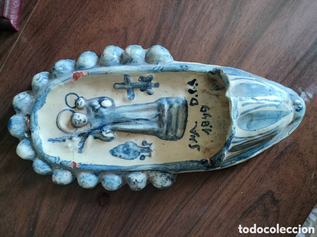Antig&uuml;edades: Antigua benditera final siglo XIX firmada punter. Restaurada como se aprecia en las fotos