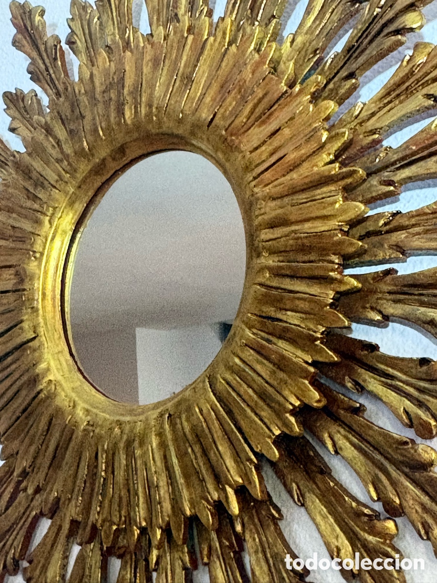 Antig&uuml;edades: ESPEJO SOL MADERA DORADA - Foto 2