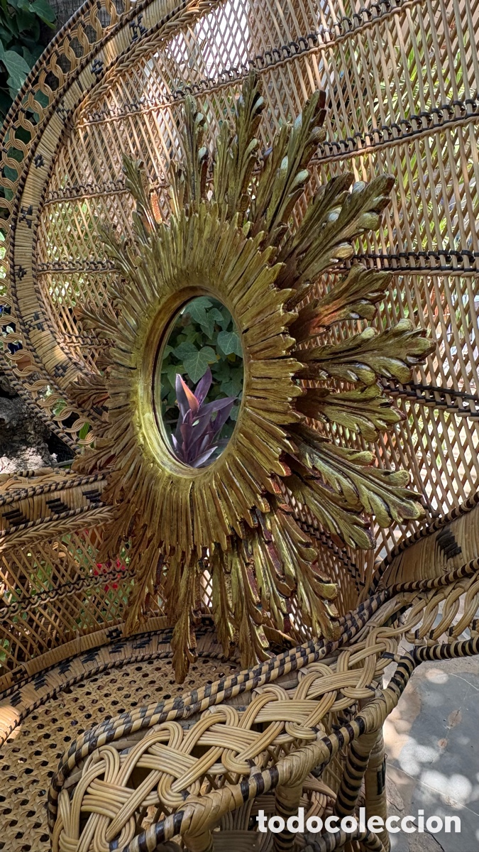Antig&uuml;edades: ESPEJO SOL MADERA DORADA - Foto 4