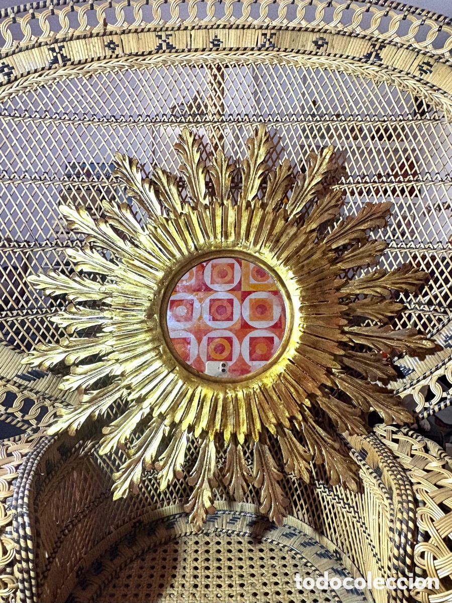 Antig&uuml;edades: ESPEJO SOL MADERA DORADA - Foto 6