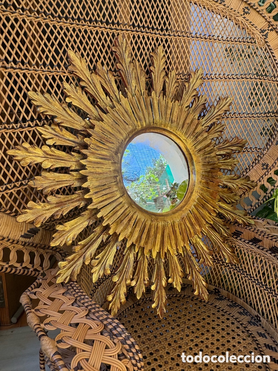 Antig&uuml;edades: ESPEJO SOL MADERA DORADA - Foto 7