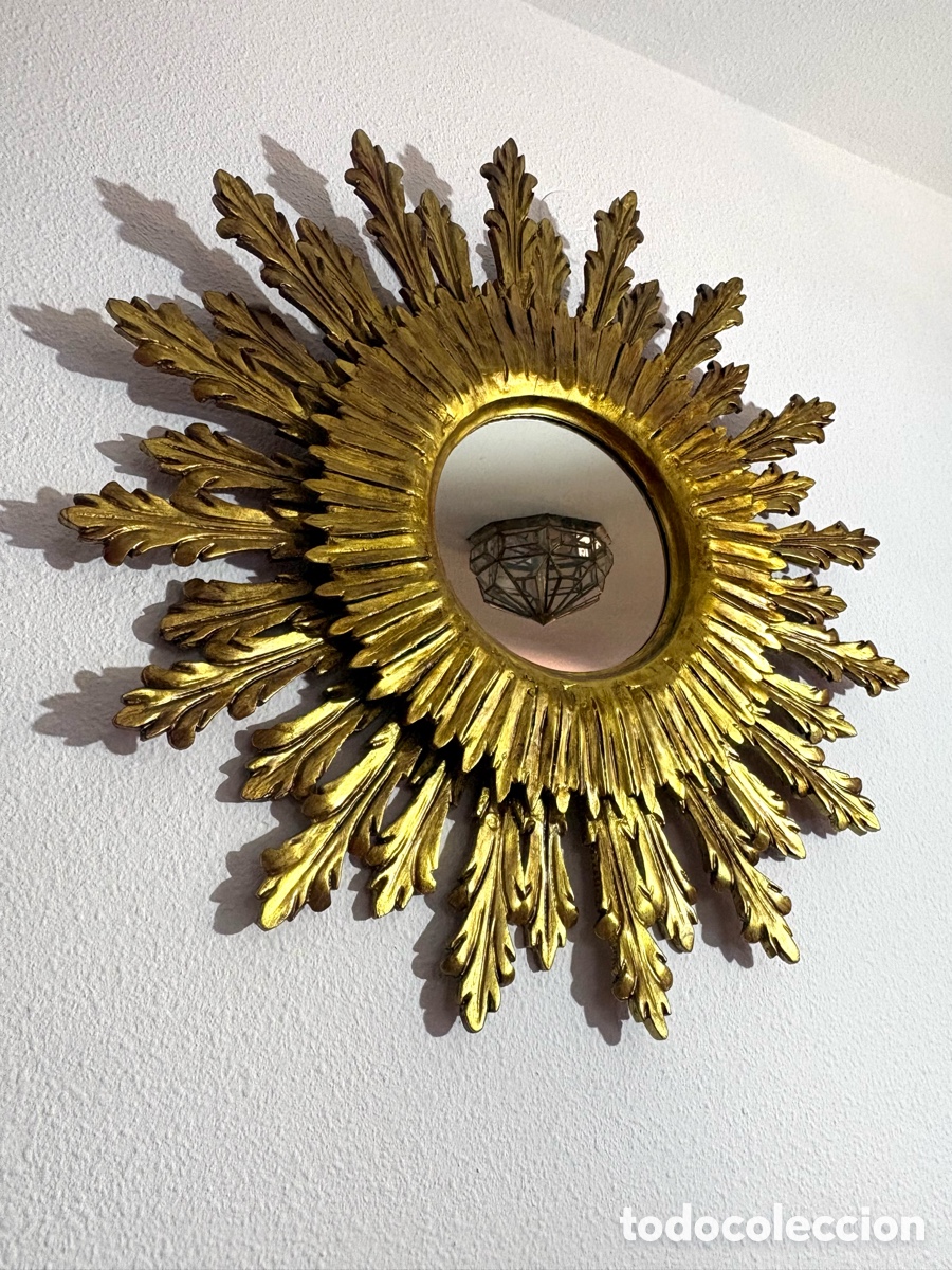 Antig&uuml;edades: ESPEJO SOL MADERA DORADA - Foto 8