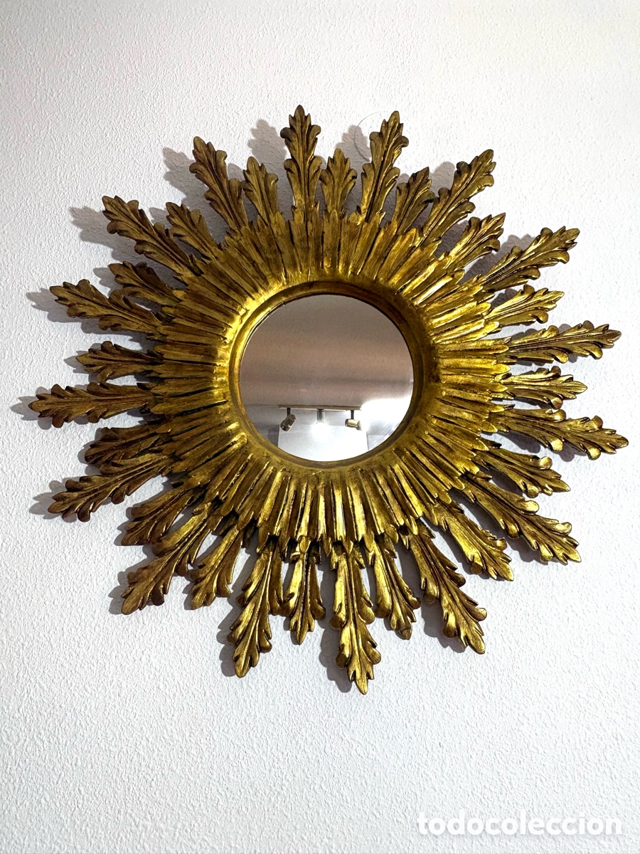 Antig&uuml;edades: ESPEJO SOL MADERA DORADA - Foto 10