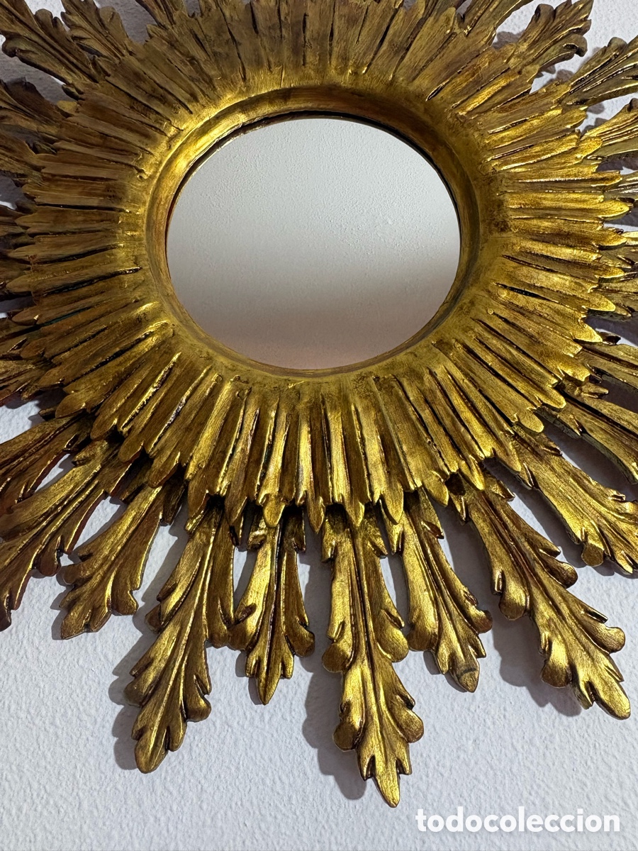 Antig&uuml;edades: ESPEJO SOL MADERA DORADA - Foto 11