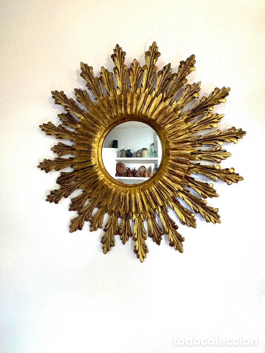 Antig&uuml;edades: ESPEJO SOL MADERA DORADA - Foto 12