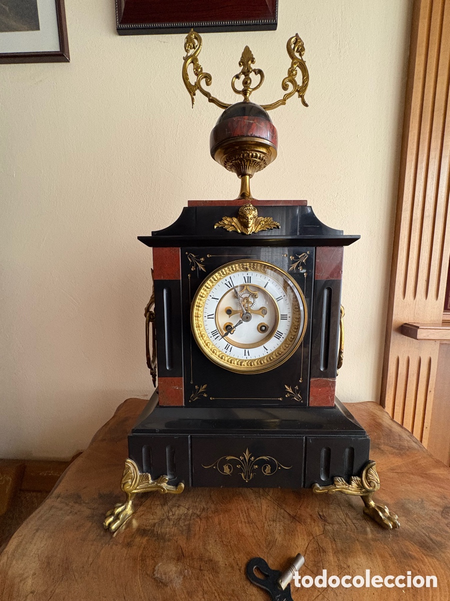 Antig&uuml;edades: Reloj sobremesa m&aacute;rmol franc&eacute;s s.XIX