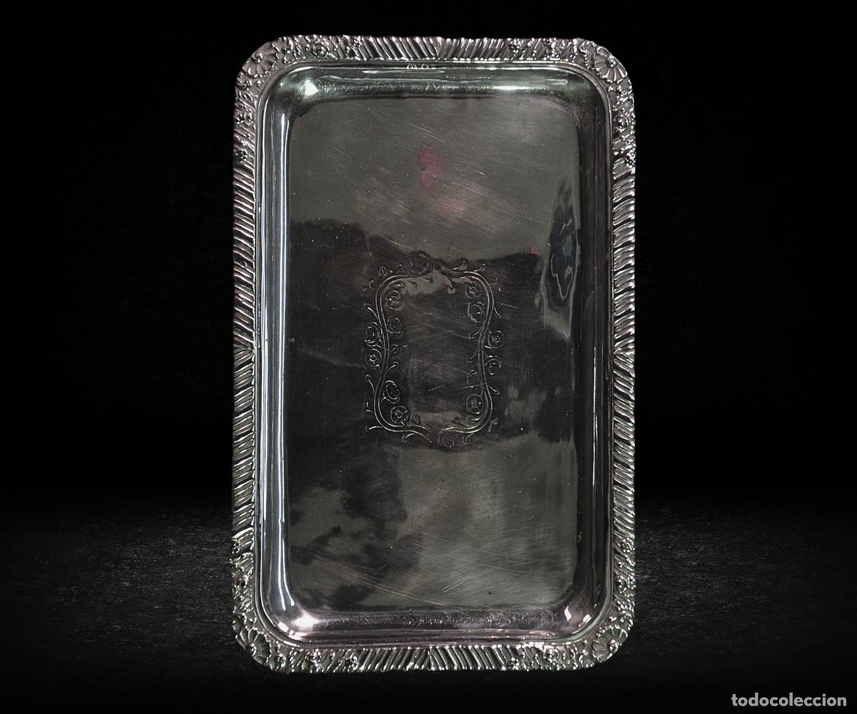 Antiques: Bandeja rectangular en plata espa&ntilde;ola de ley 925, siglo XX