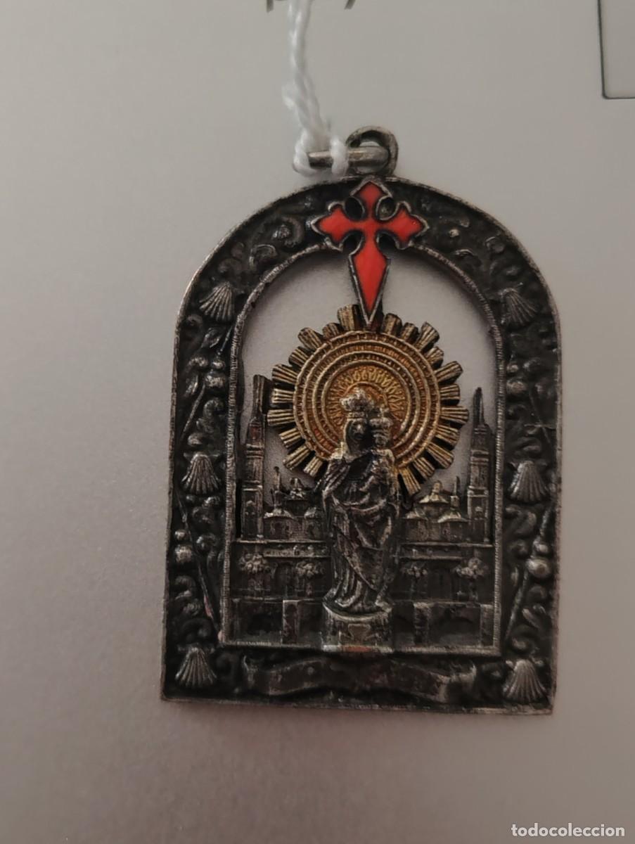 Antig&uuml;edades: PRECIOSA Y ANTIGUA MEDALLA DE NUESTRA SE&Ntilde;ORA DEL PILAR CRUZ DE SANTIAGO 4,50 X 3 CM