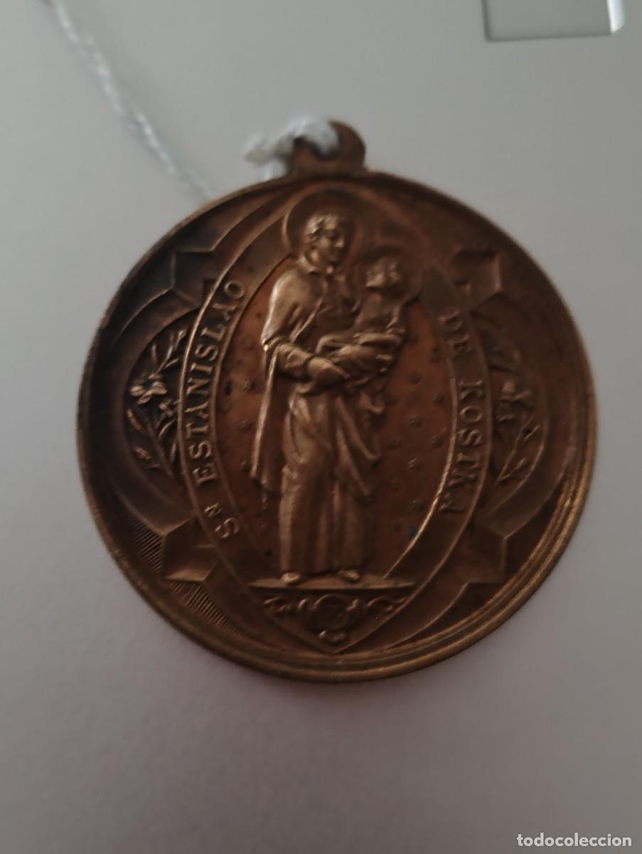 Antig&uuml;edades: Medalla medallon religioso antiguo San Estanislao de kostka Maria inmaculada