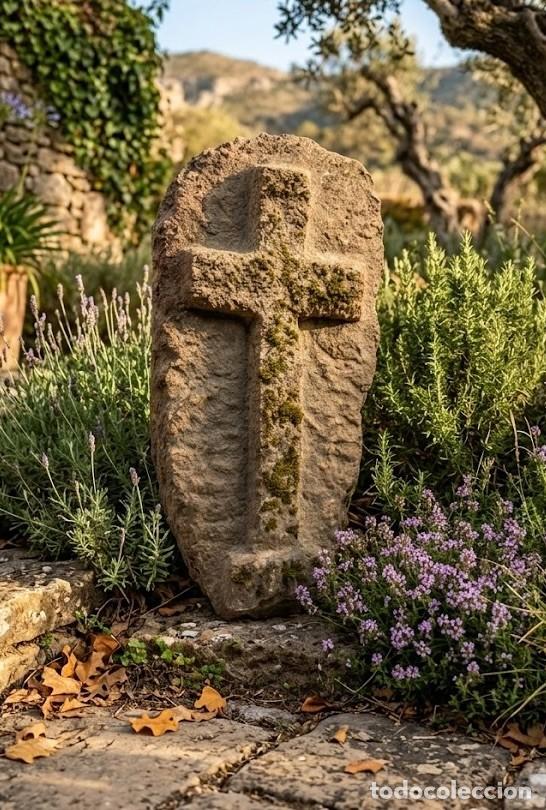 Antig&uuml;edades: T&iacute;tulo Cruz tallada en piedra gran&iacute;tica. Pieza antigua portuguesa