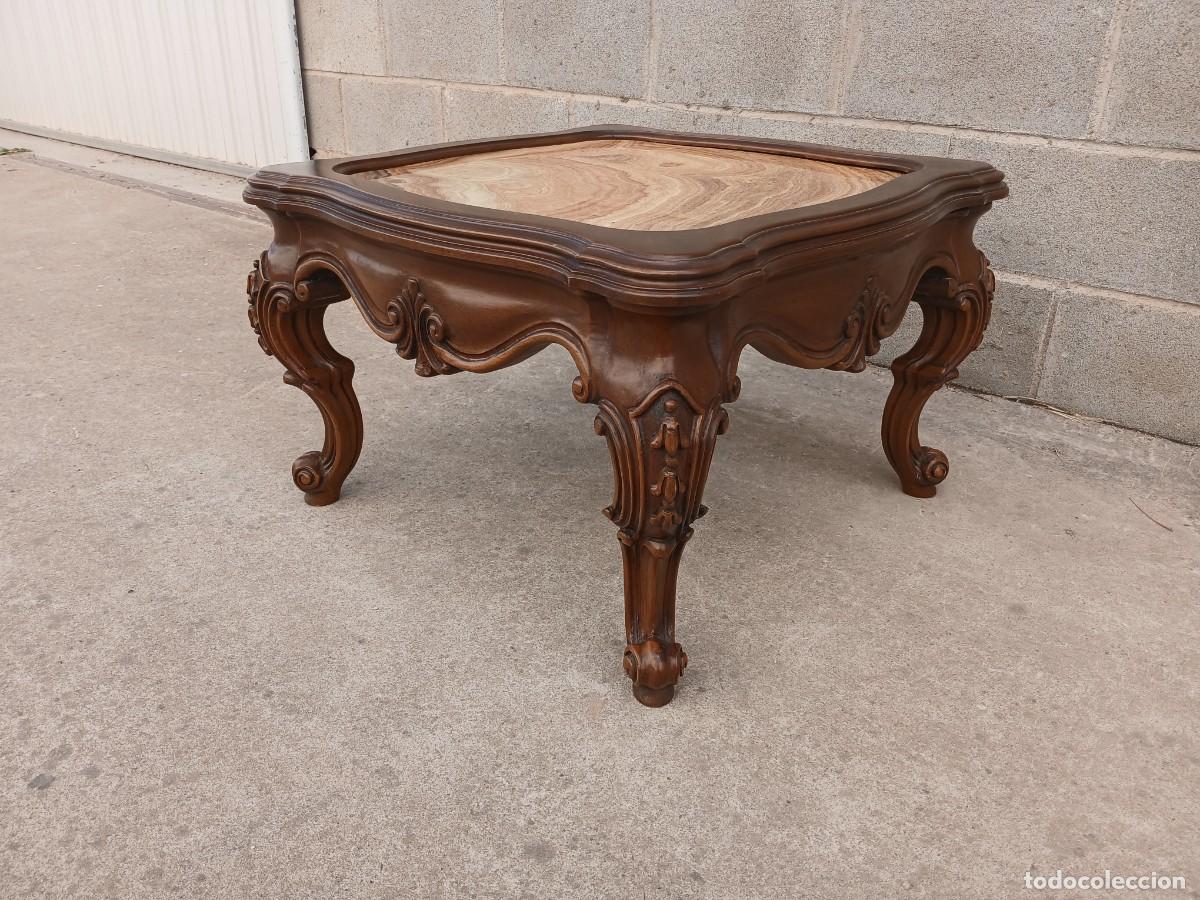 Antiquit&auml;ten: Mesa baja antigua estilo Luis XV. Mueble Mesita Auxiliar antigua estilo Isabelino Barroco Vintage.
