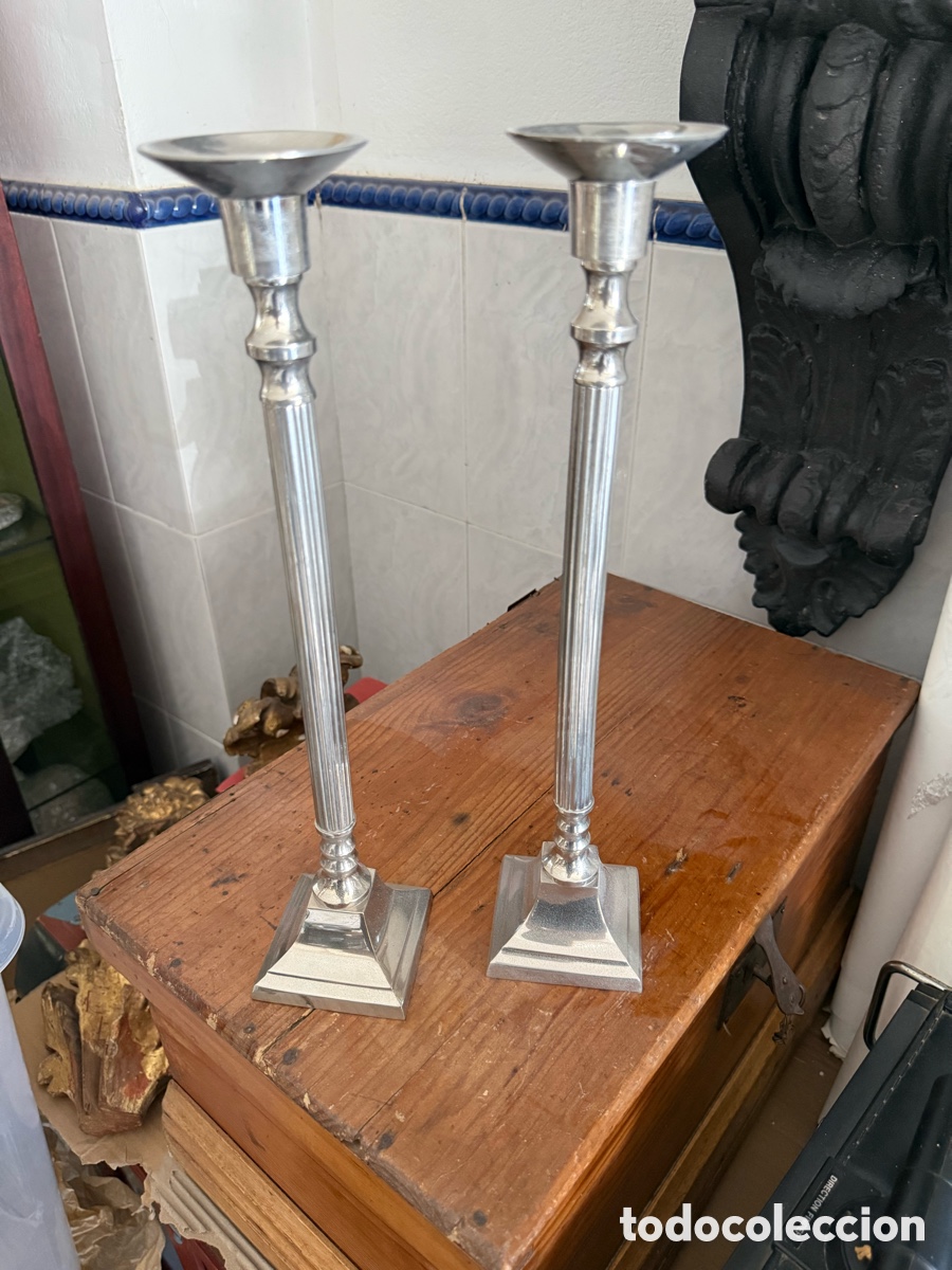 Antig&uuml;edades: Bonita pareja de porta velas