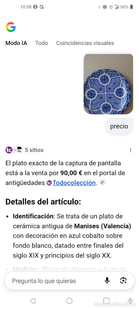 Antig&uuml;edades: Plato de manises antiguo - Foto 5