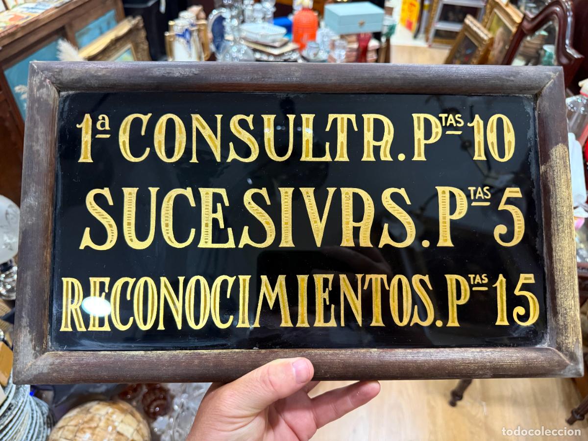 Antig&uuml;edades: ANTIGUO CARTEL DE CONSULTA MEDICA EN CRISTAL PINTADO - MEDIDA 40X23 CM