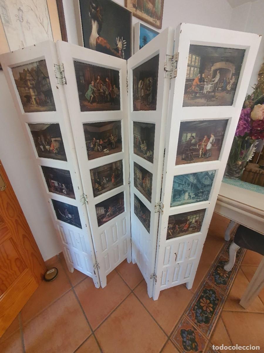 Antig&uuml;edades: Biombo antiguo 4 hojas sacado de una bodega de Jerez