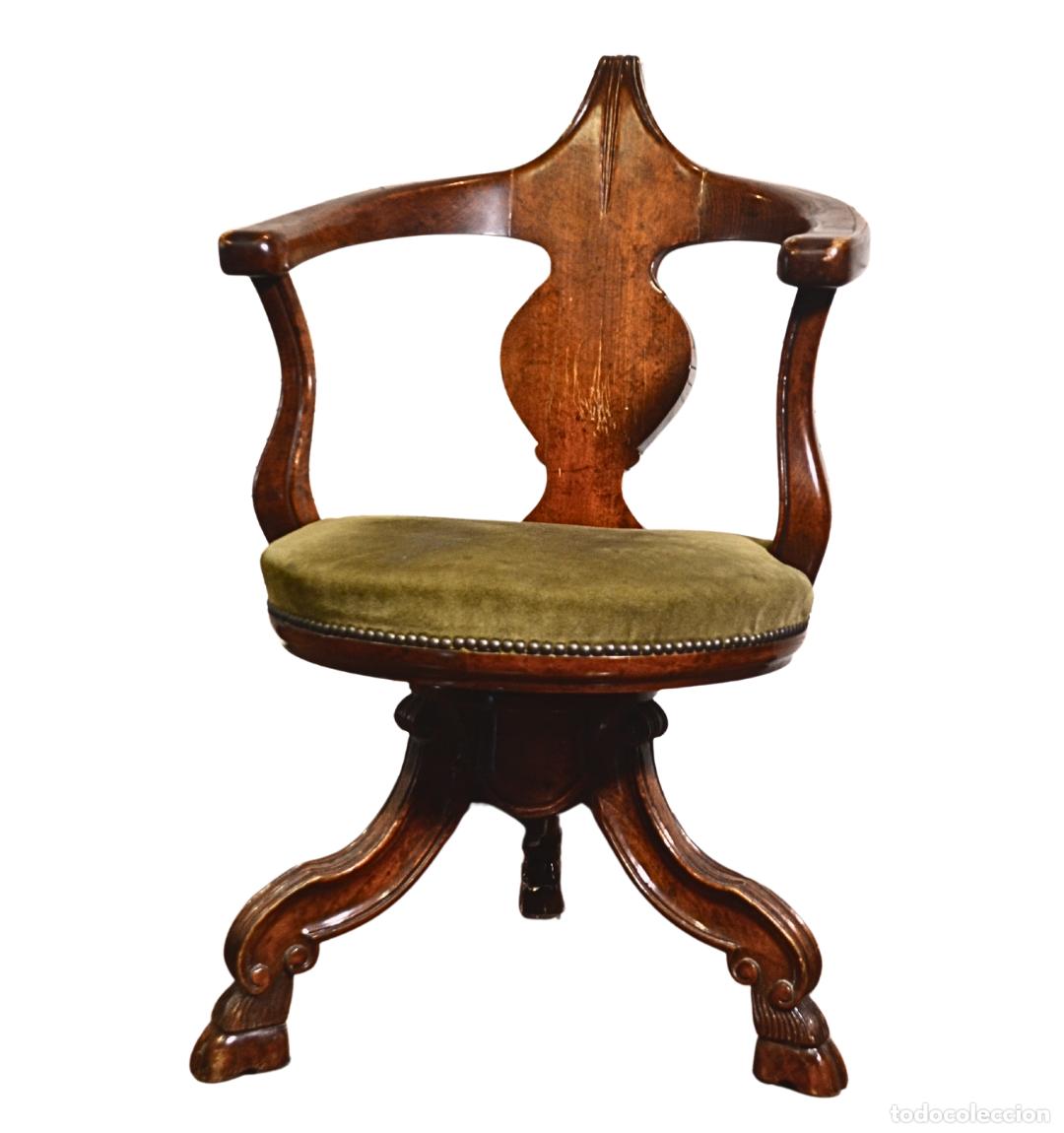 Antiguidades: Sill&oacute;n de Escritorio Giratorio Antiguo