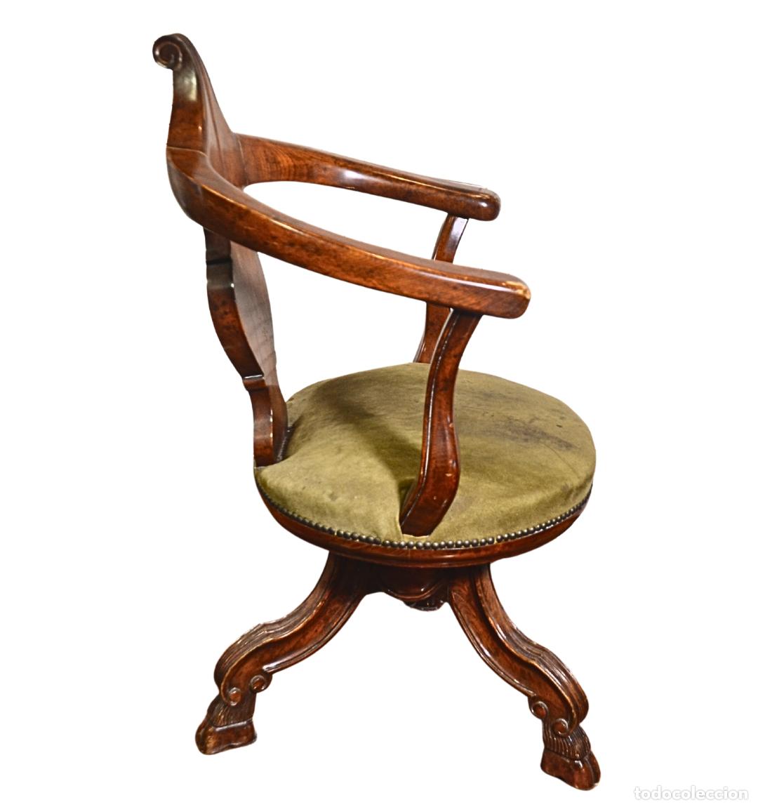 Antig&uuml;edades: Sill&oacute;n de Escritorio Giratorio Antiguo - Foto 3