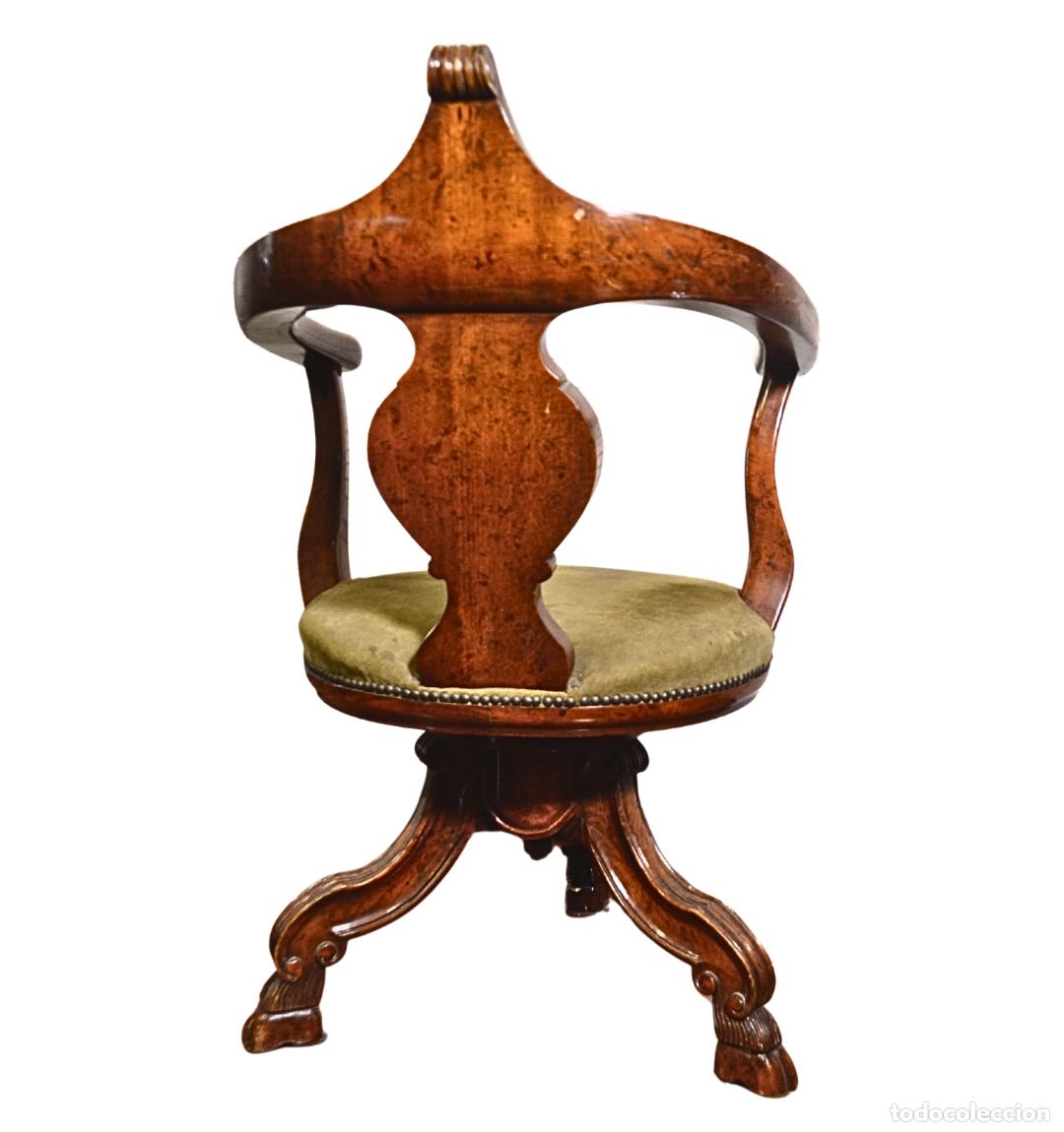 Antig&uuml;edades: Sill&oacute;n de Escritorio Giratorio Antiguo - Foto 4