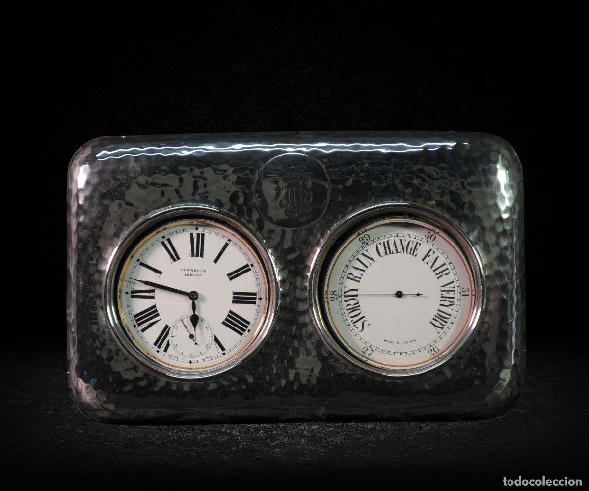 Antig&uuml;edades: Reloj y bar&oacute;metro Thornhill London en plata de ley