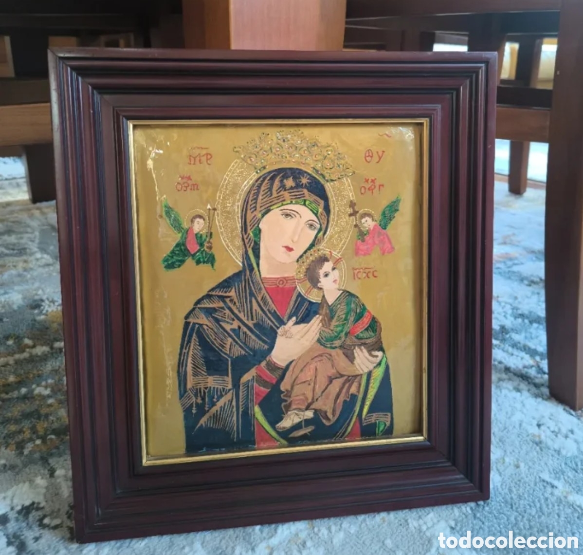 Antig&uuml;edades: Cuadro de esmalte. Virgen