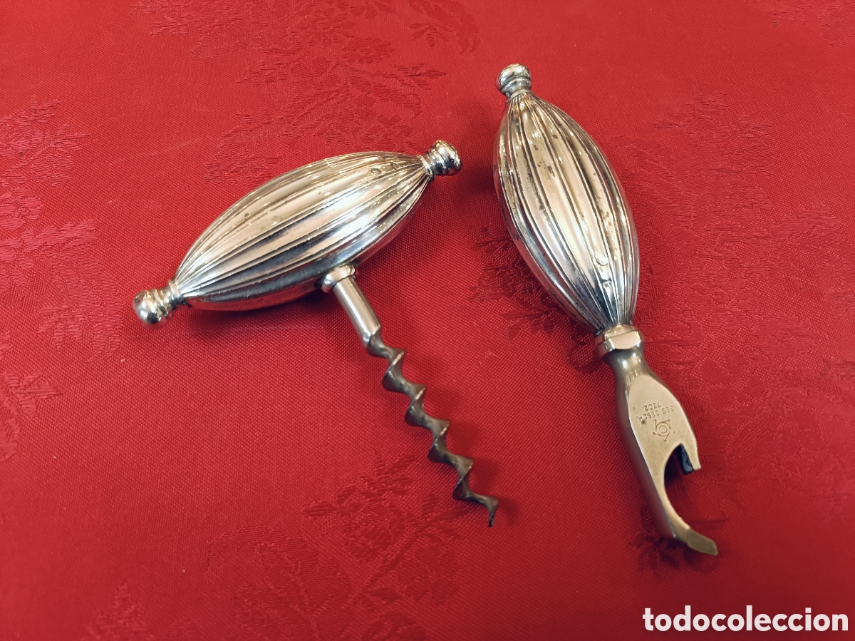 Antig&uuml;edades: ABRIDOR Y SACACORCHO MANGOS DE PLATA DE PEDRO DURAN OBJETO DE COLECCION