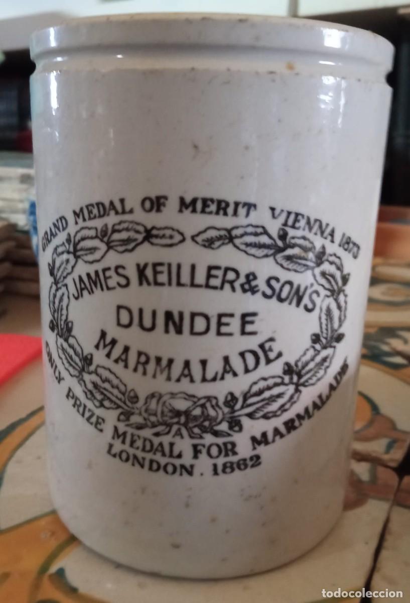 Antig&uuml;edades: Antiguo Tarro de Mermelada de Gres Dundee - James Keiller & Sons (Sello Maling, c. 1880-1920)