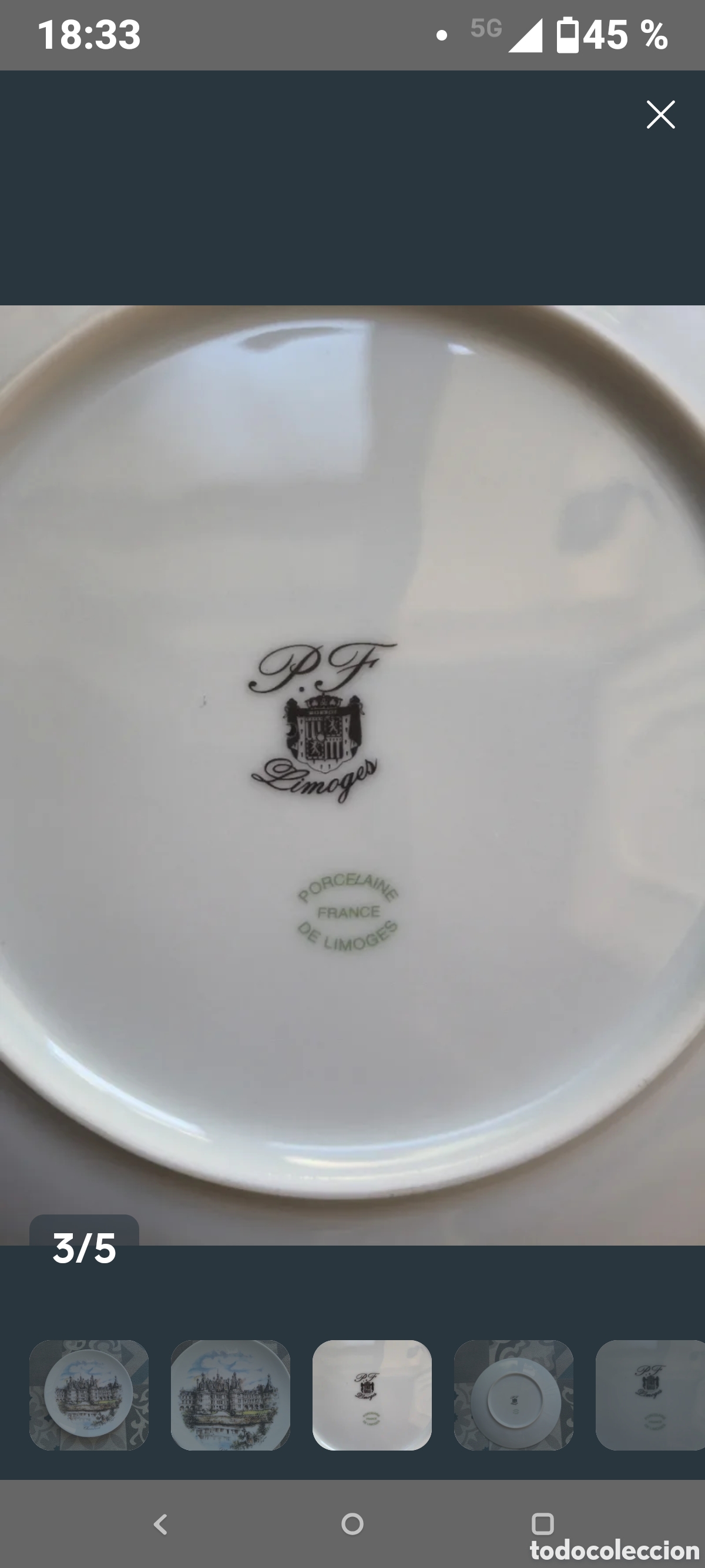 Antig&uuml;edades: Plato de porcelana Limoges - Foto 3