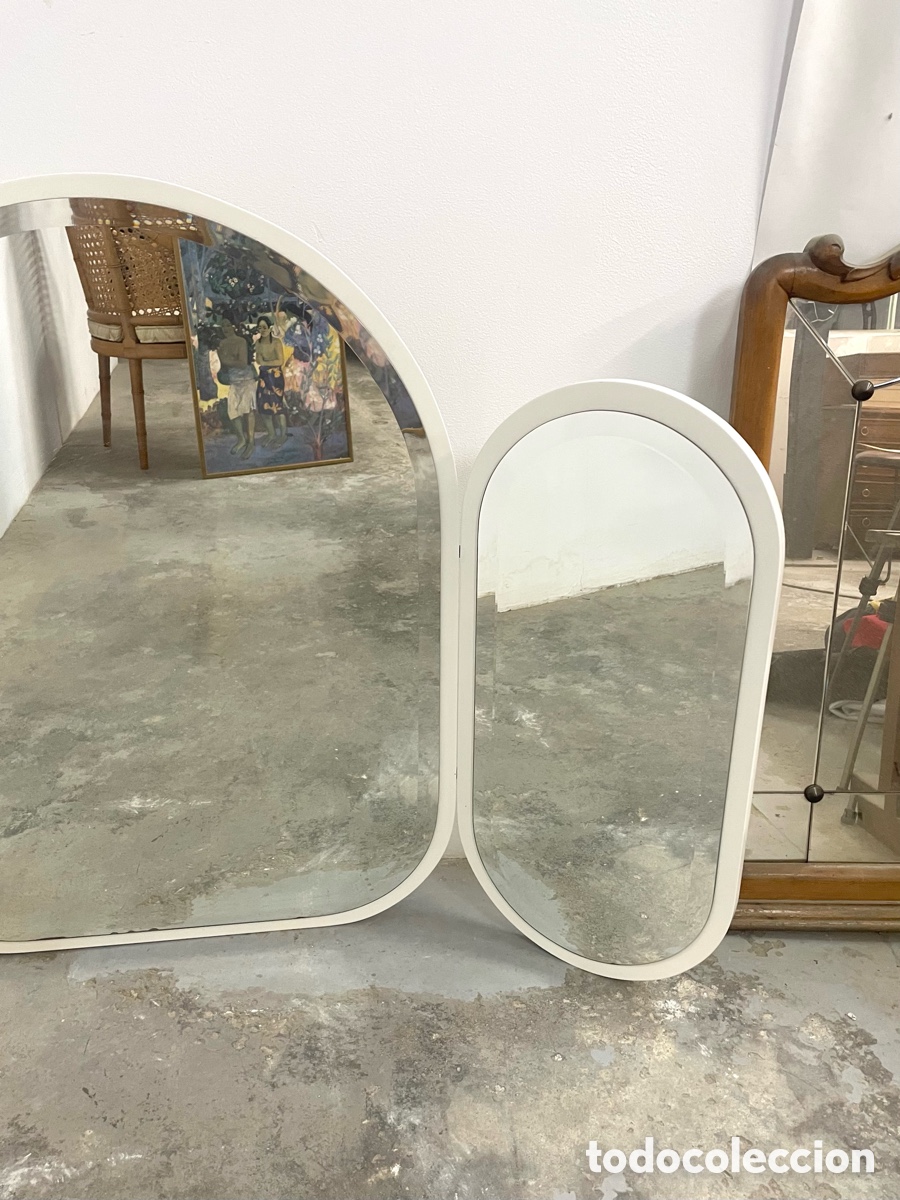 Antig&uuml;edades: Espejo tr&iacute;ptico blanco - Foto 3