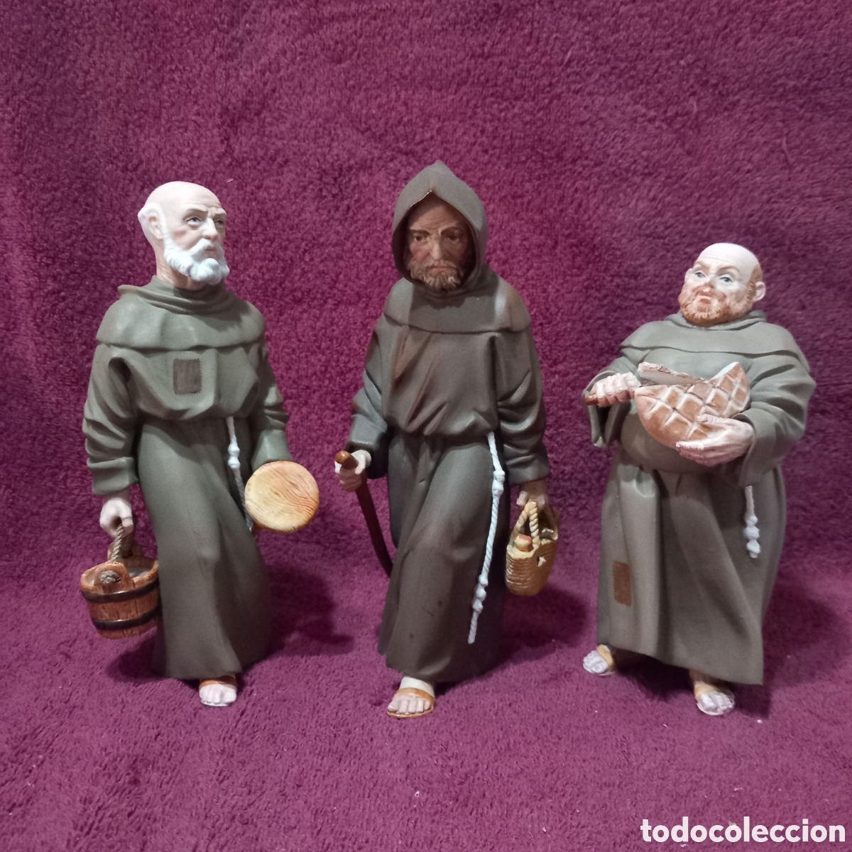 Antig&uuml;edades: TRIO DE FRAILES/PORCELANA ALGORA(22cma 20cm)