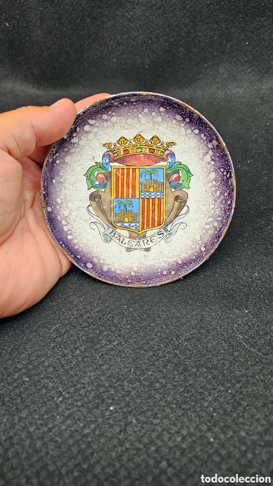 Antig&uuml;edades: Antiguo plato de hierro esmaltado