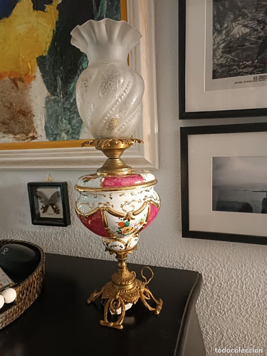 Antig&uuml;edades: Quinque policromado y base labrada - Foto 7