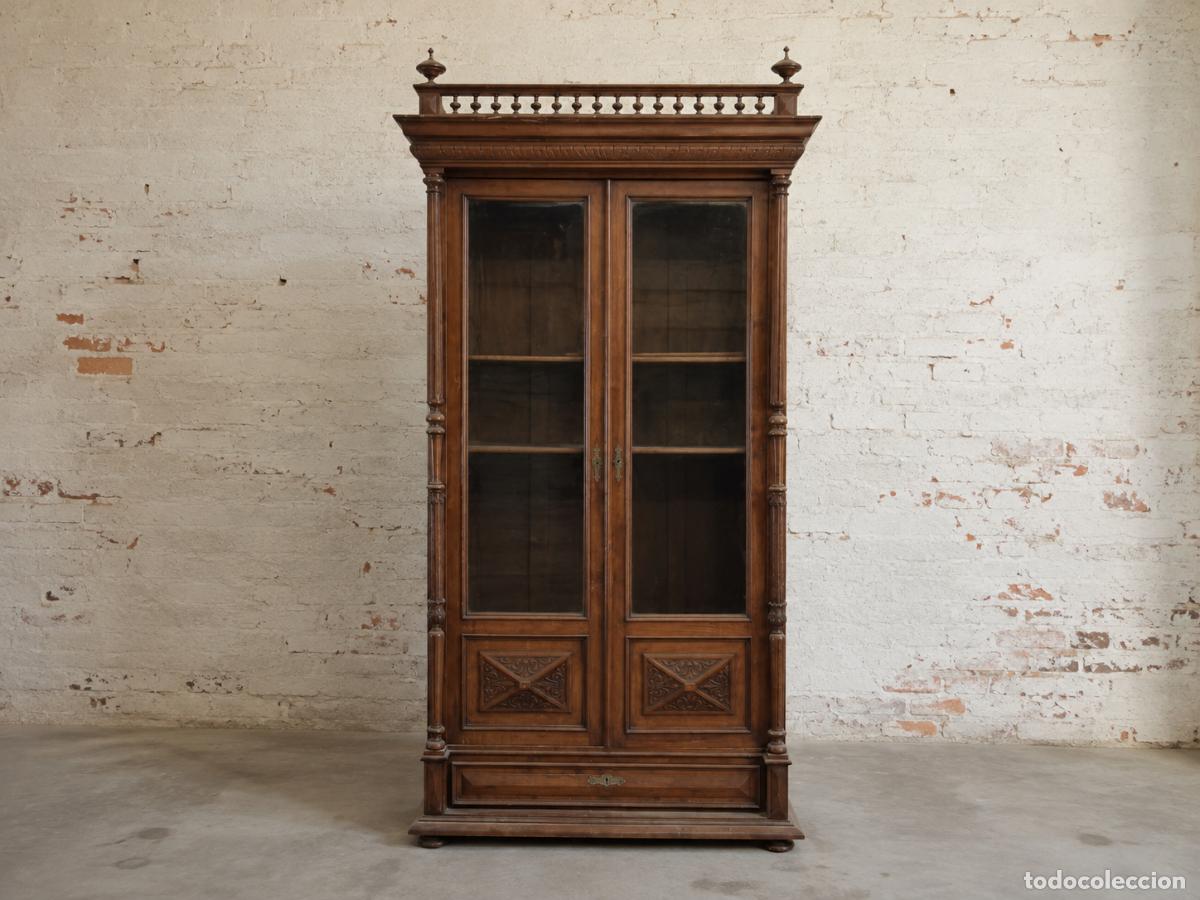 Antiques: Estanter&iacute;a librer&iacute;a Vitrina antigua estilo ingl&eacute;s Victoriano Mueble librero antiguo estilo Alfonsino