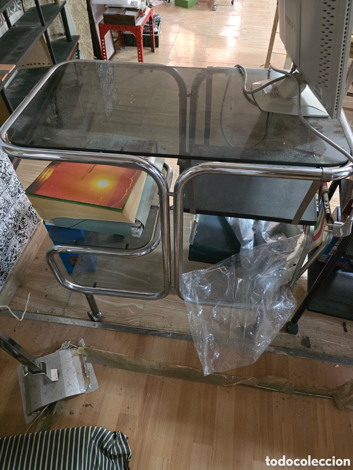 Antiquit&auml;ten: Carro auxiliar vintage cristal y metal