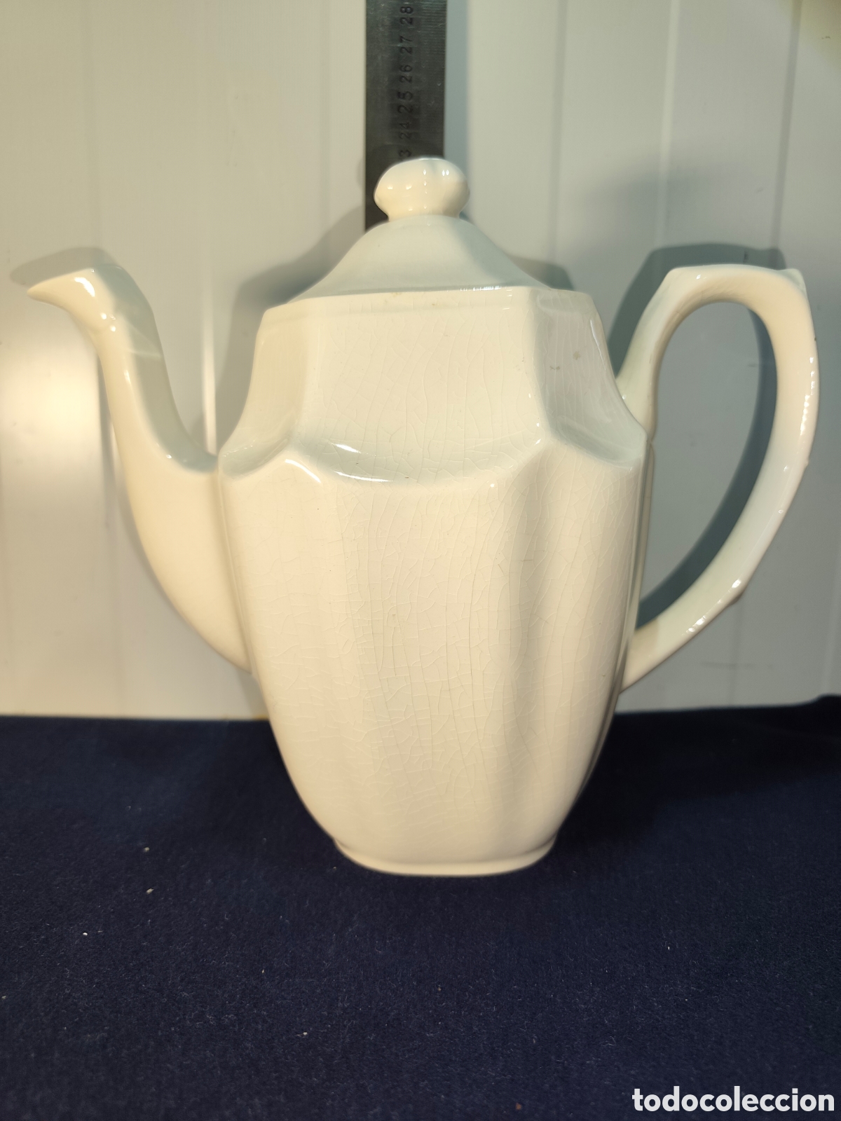Antig&uuml;edades: Cafetera / Tetera Vintage La Cartuja de Sevilla Pickman &ndash; Blanco Ochavada